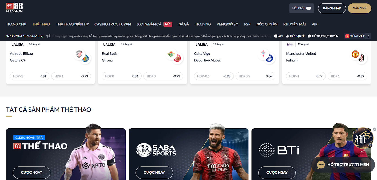 Chuyên mục cá cược thể thao đặc sắc tại M88