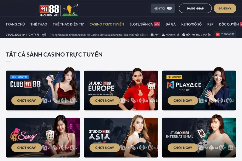 Sảnh Casino trực tuyến M88
