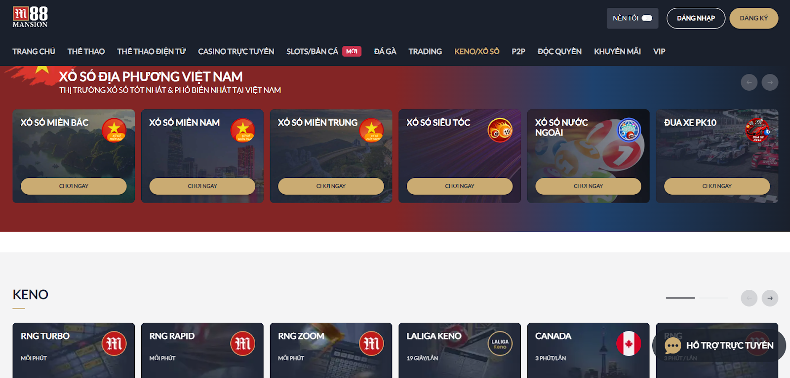 Sảnh xổ số có mặt tại M88